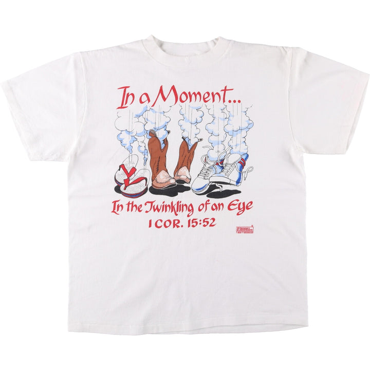 Vintage 90'S Delta DELTA Message Print T-shirt Made in USA Men's L cotton white type Vintage Second Hand