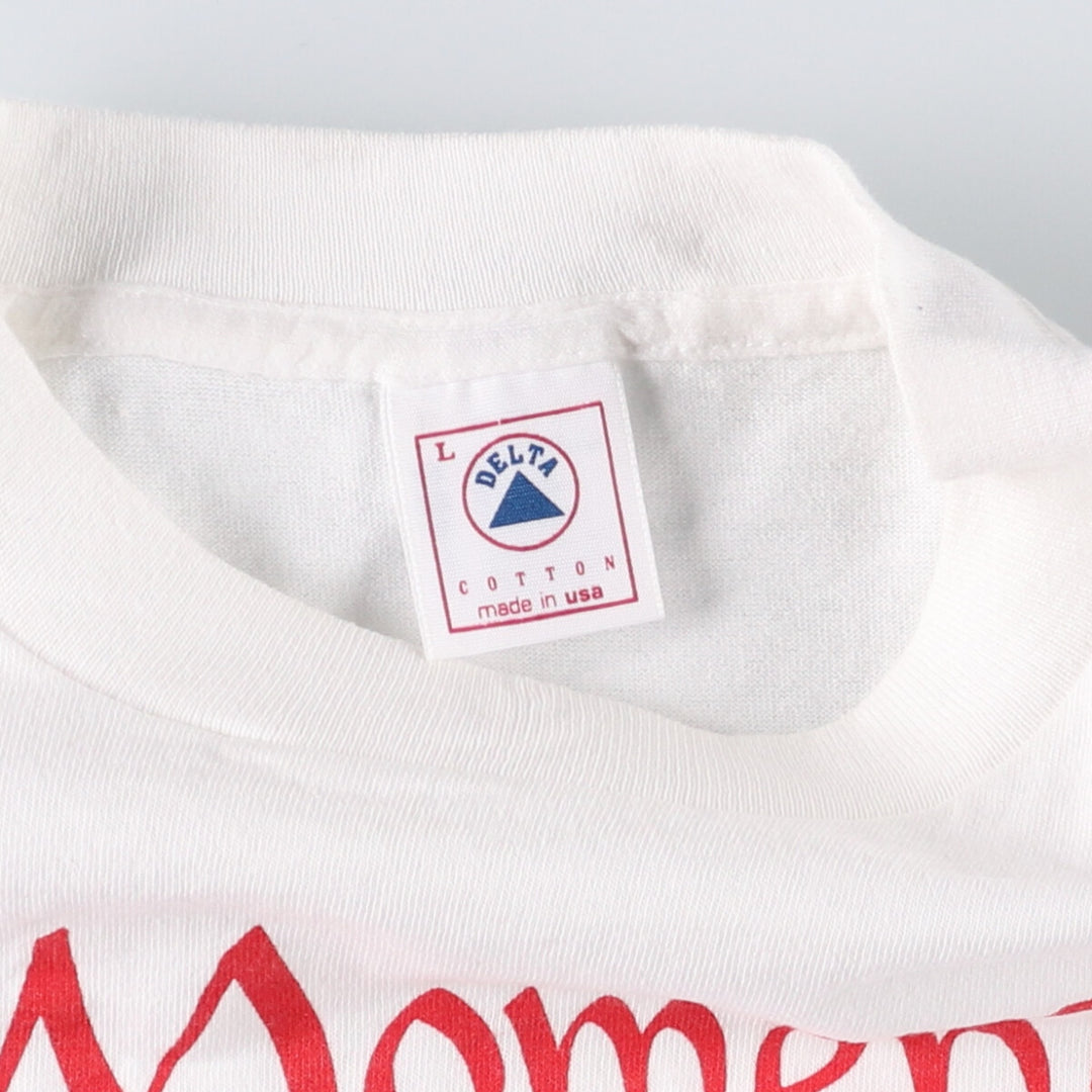 Vintage 90'S Delta DELTA Message Print T-shirt Made in USA Men's L cotton white type Vintage Second Hand