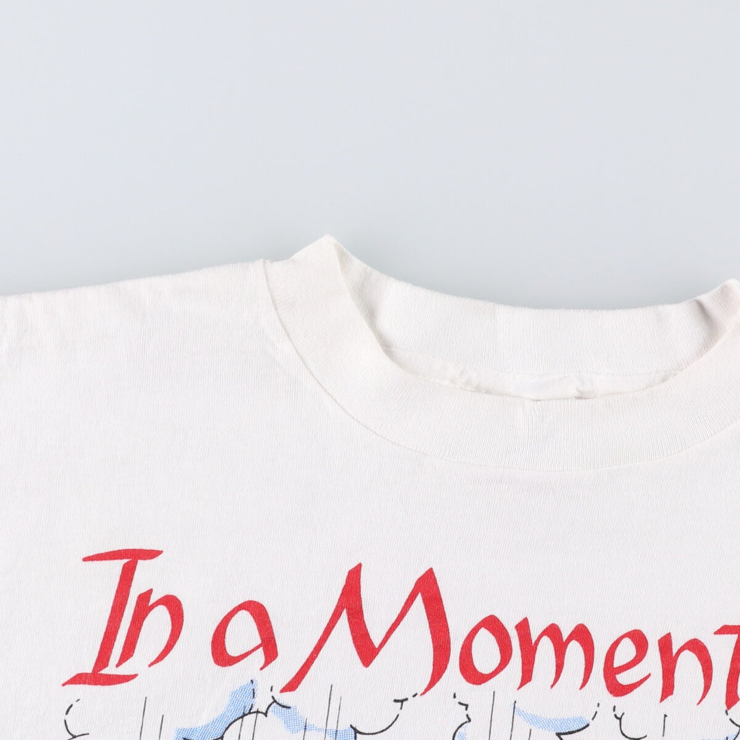 Vintage 90'S Delta DELTA Message Print T-shirt Made in USA Men's L cotton white type Vintage Second Hand