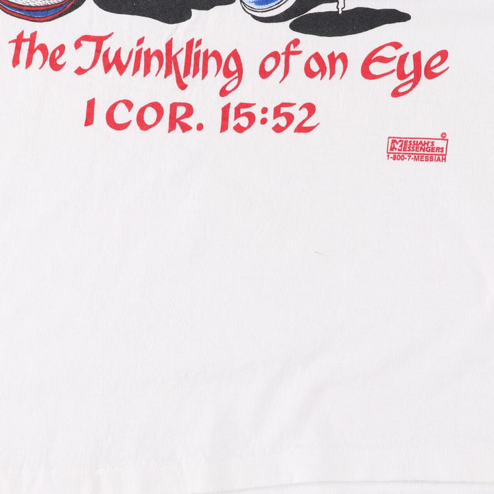 Vintage 90'S Delta DELTA Message Print T-shirt Made in USA Men's L cotton white type Vintage Second Hand
