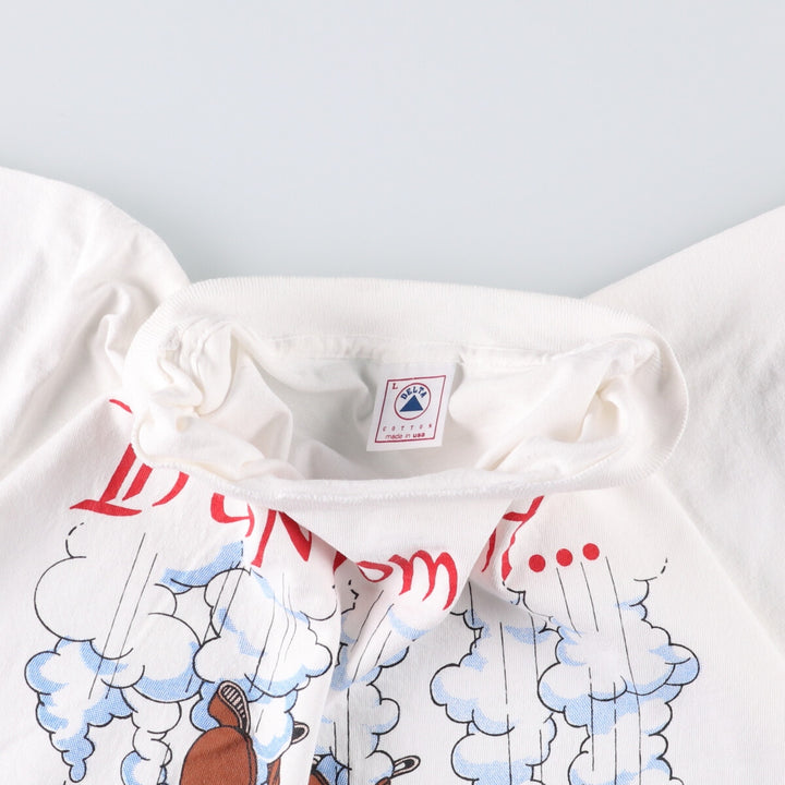 Vintage 90'S Delta DELTA Message Print T-shirt Made in USA Men's L cotton white type Vintage Second Hand