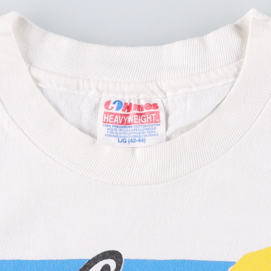 90'S Hanes Heavyweight Printed T-shirt, Men's Size L, Vintage cotton white type Vintage Second Hand
