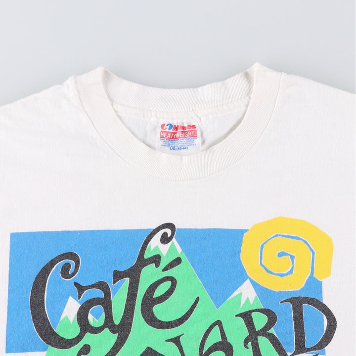 90'S Hanes Heavyweight Printed T-shirt, Men's Size L, Vintage cotton white type Vintage Second Hand