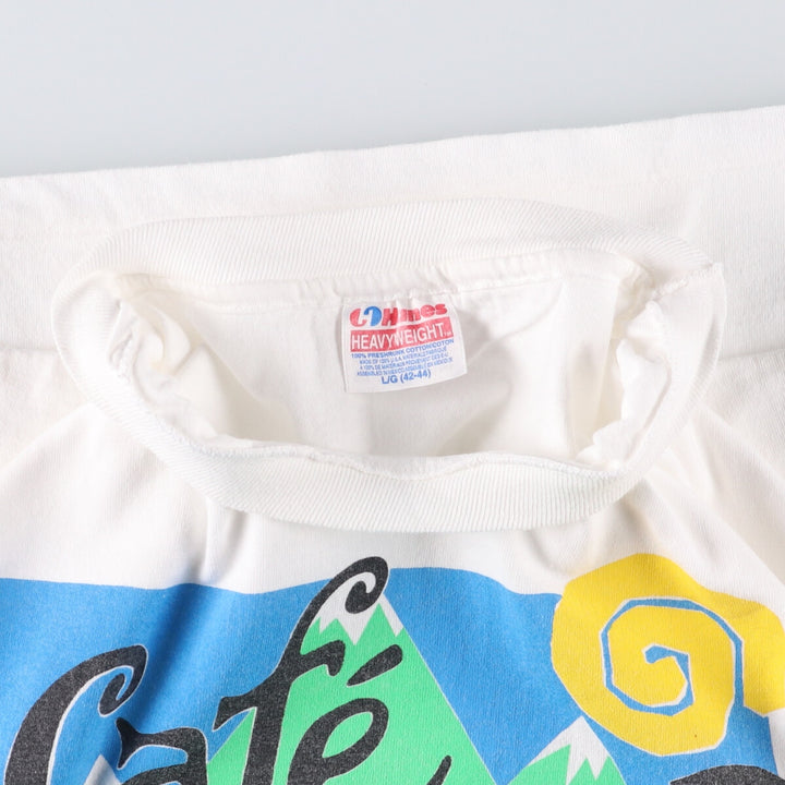 90'S Hanes Heavyweight Printed T-shirt, Men's Size L, Vintage cotton white type Vintage Second Hand