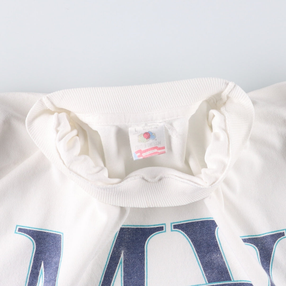 90'S Fruit of the Loom MARTHA'S VINEYARD Printed T-shirt Made in USA Men's L Vintage cotton white type Vintage Second Hand