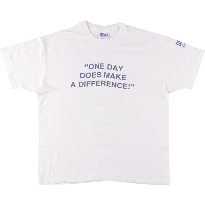 90'S Hanes BEEFY-T Message Print T-Shirt Made in USA Men's XL Vintage cotton white type Vintage Second Hand