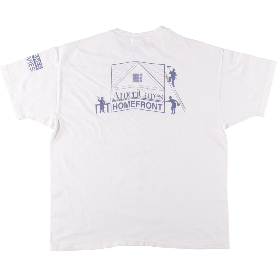 90'S Hanes BEEFY-T Message Print T-Shirt Made in USA Men's XL Vintage cotton white type Vintage Second Hand