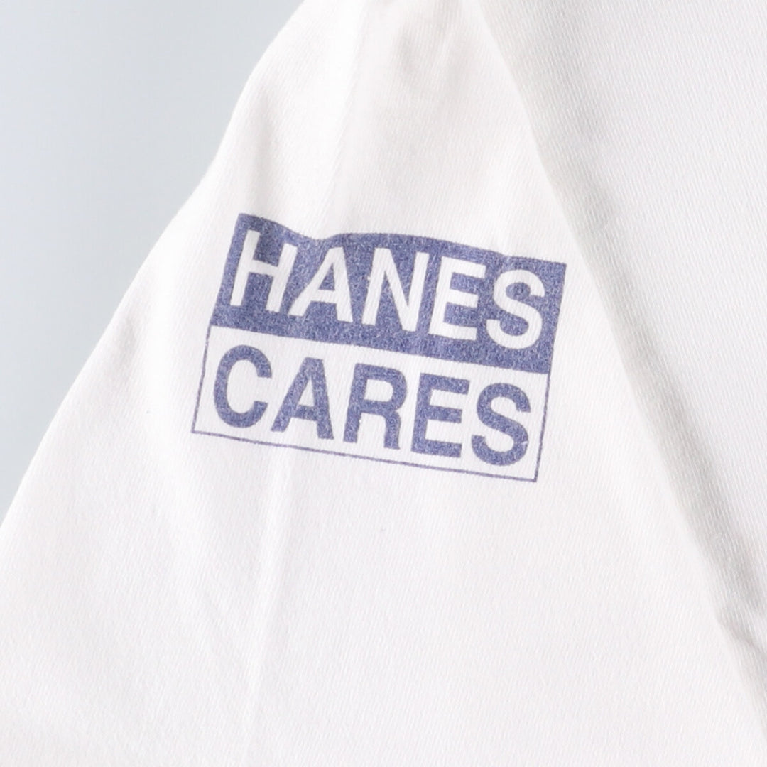 90'S Hanes BEEFY-T Message Print T-Shirt Made in USA Men's XL Vintage cotton white type Vintage Second Hand