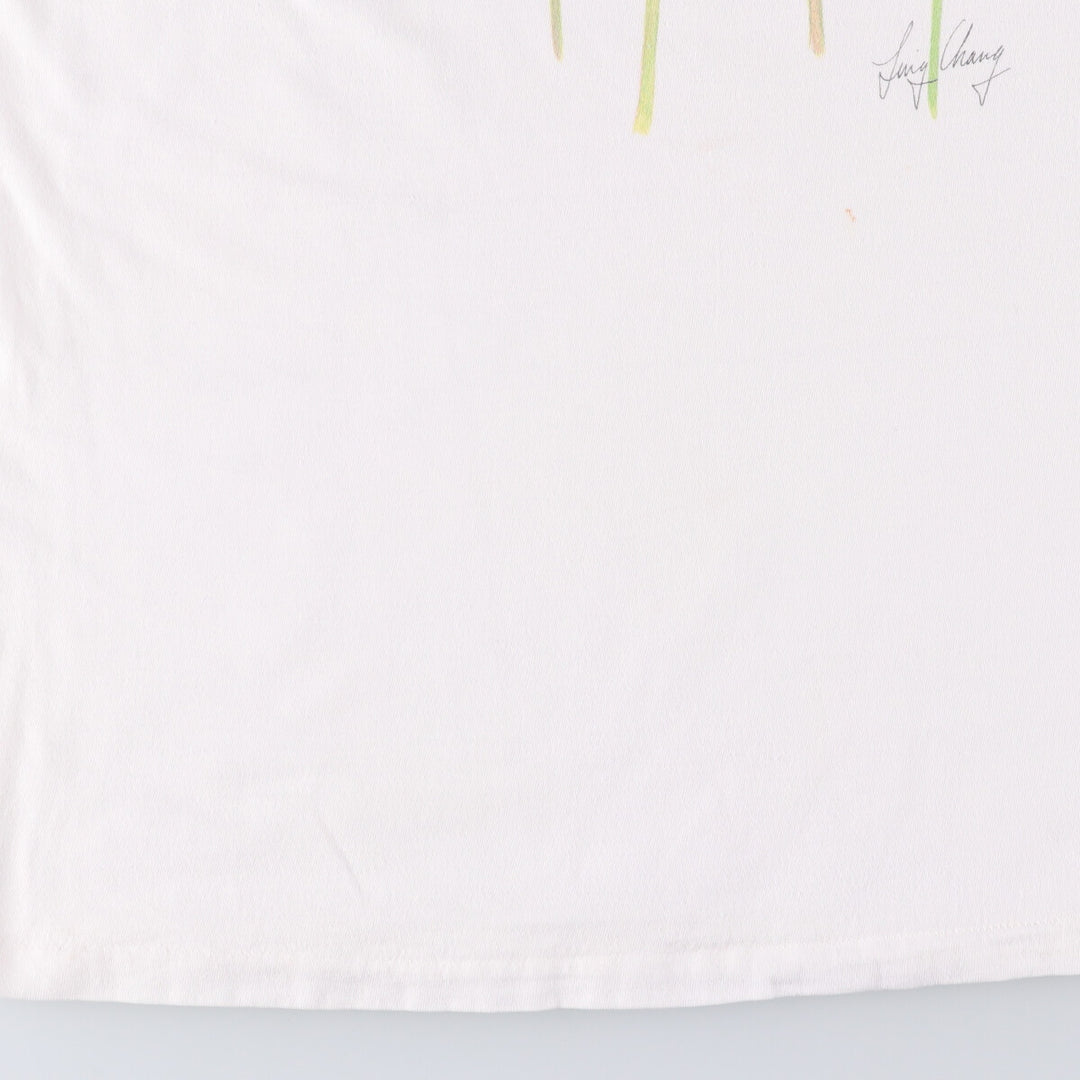90'S Hanes BEEFY-T Floral Print T-Shirt Made in USA Men's XL Vintage cotton white type Vintage Second Hand
