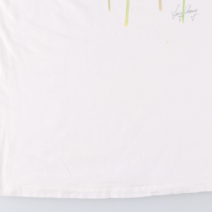 90'S Hanes BEEFY-T Floral Print T-Shirt Made in USA Men's XL Vintage cotton white type Vintage Second Hand