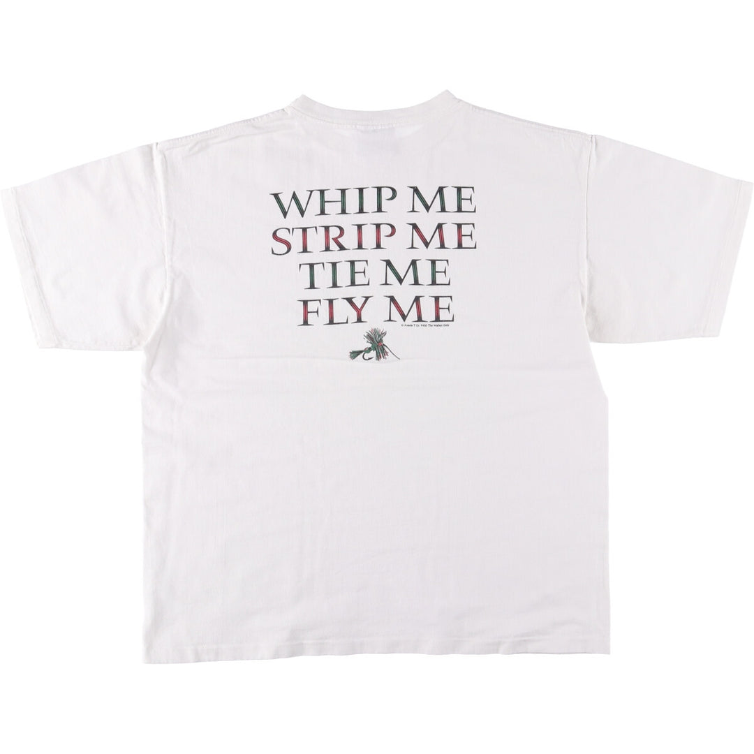 90'S Aussie T company message print T-shirt made in USA, men's size L, vintage cotton white type Vintage Second Hand