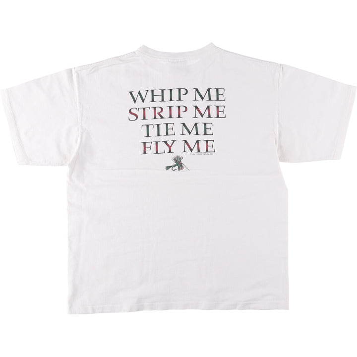 90'S Aussie T company message print T-shirt made in USA, men's size L, vintage cotton white type Vintage Second Hand