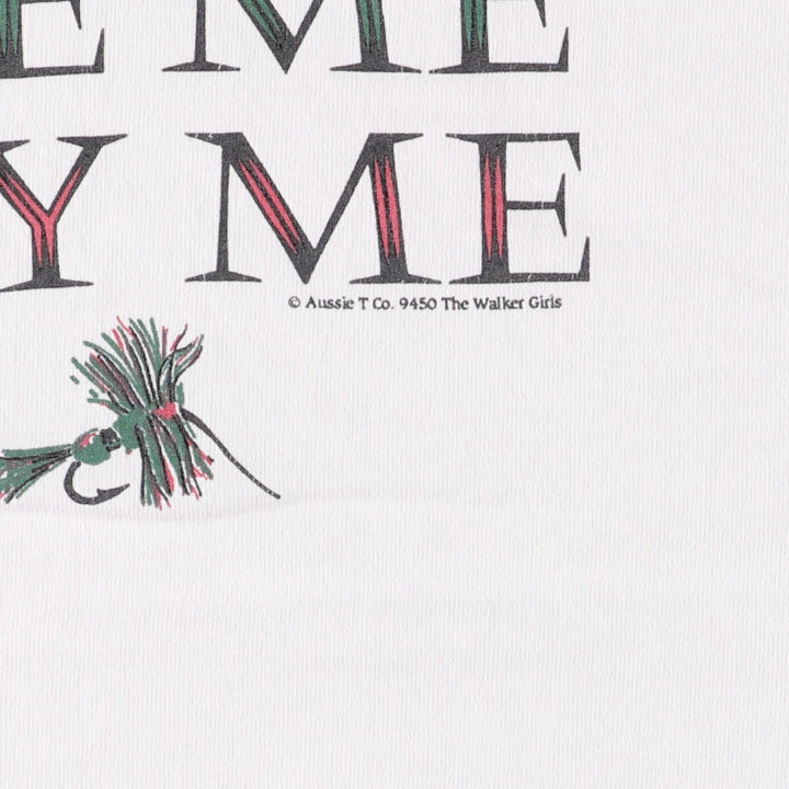 90'S Aussie T company message print T-shirt made in USA, men's size L, vintage cotton white type Vintage Second Hand