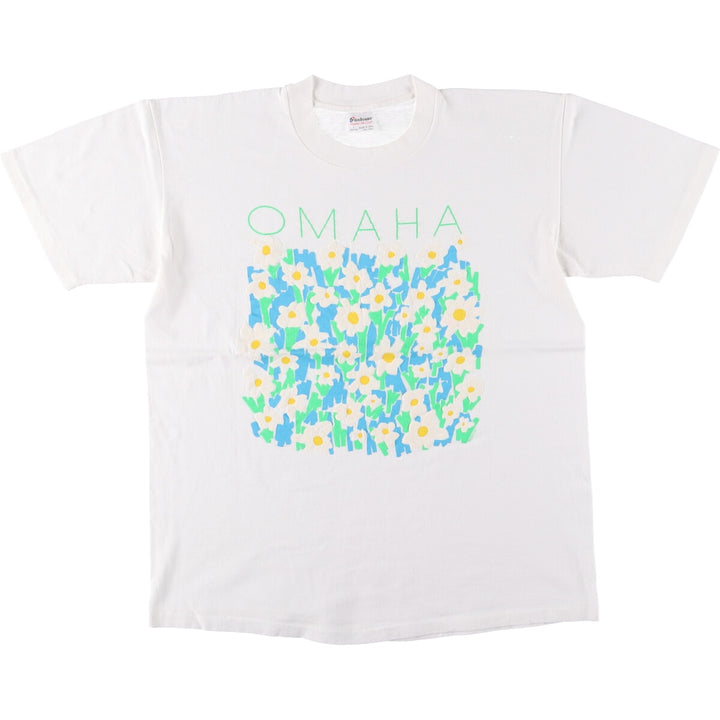 90'S TEDMAN Floral Print T-Shirt Made in USA Men's L Size Vintage cotton white type Vintage Second Hand