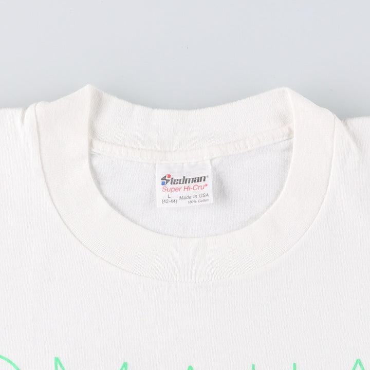 90'S TEDMAN Floral Print T-Shirt Made in USA Men's L Size Vintage cotton white type Vintage Second Hand