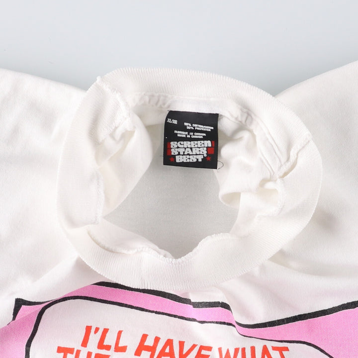 90'S SCREEN STARS Printed T-shirt, Men's XL, Vintage cotton white type Vintage Second Hand