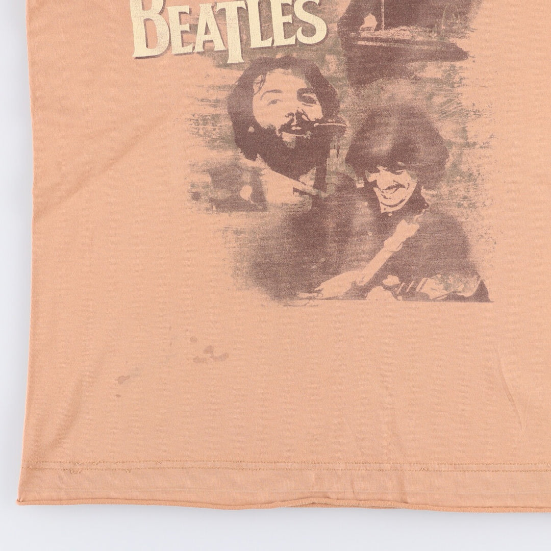 Cygnus THE BEATLES Band T-shirt Band Tee Men's M size cotton brown type Vintage Second Hand