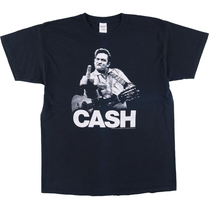 Gildan Johnny Cash Band T-shirt, Men's L size cotton black type Vintage Second Hand