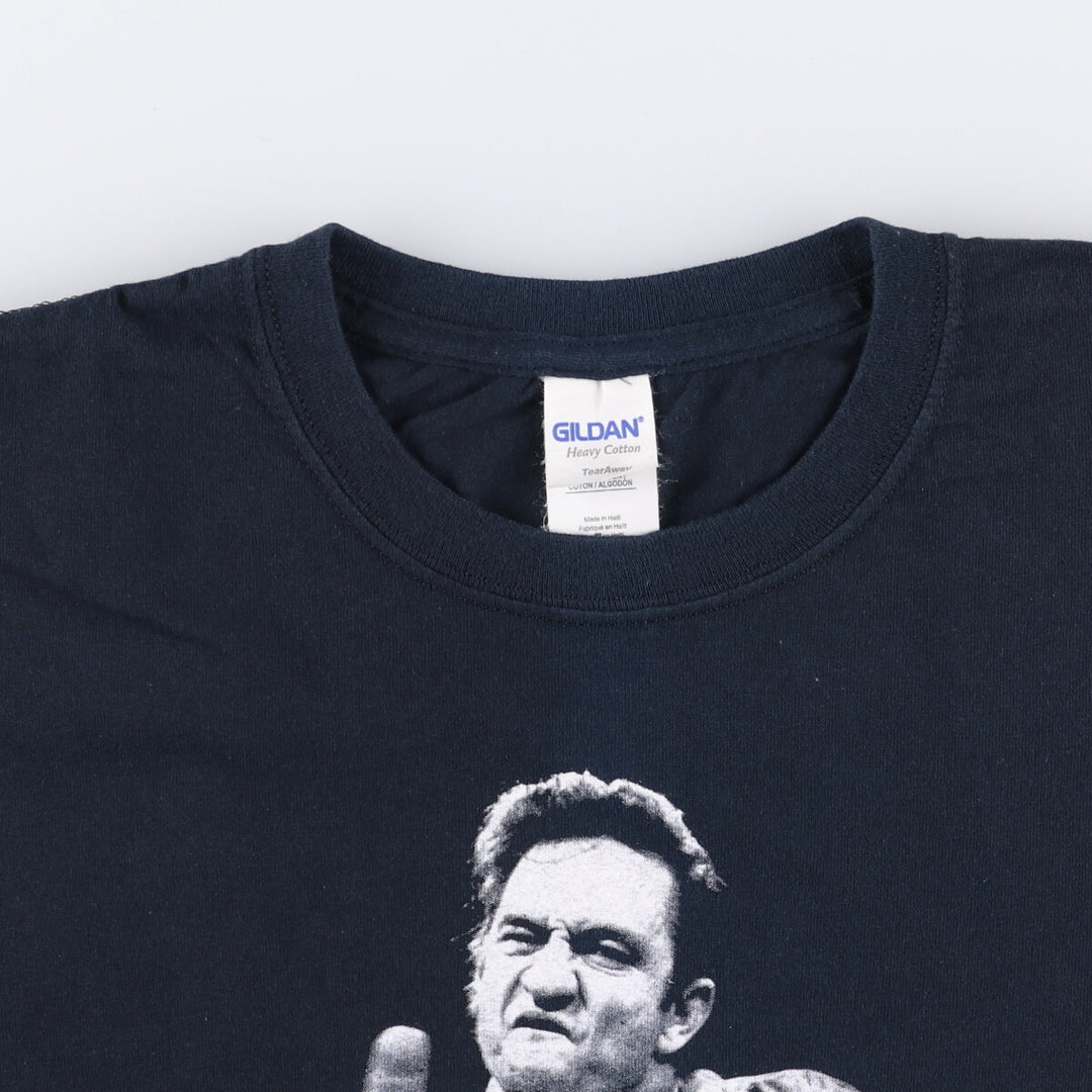 Gildan Johnny Cash Band T-shirt, Men's L size cotton black type Vintage Second Hand
