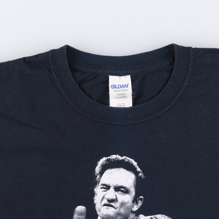 Gildan Johnny Cash Band T-shirt, Men's L size cotton black type Vintage Second Hand