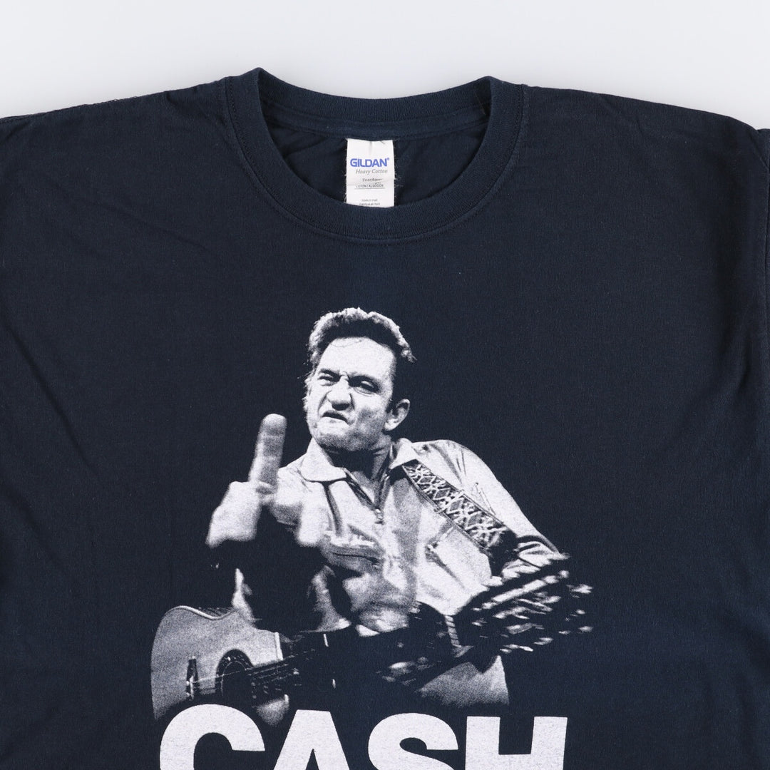 Gildan Johnny Cash Band T-shirt, Men's L size cotton black type Vintage Second Hand