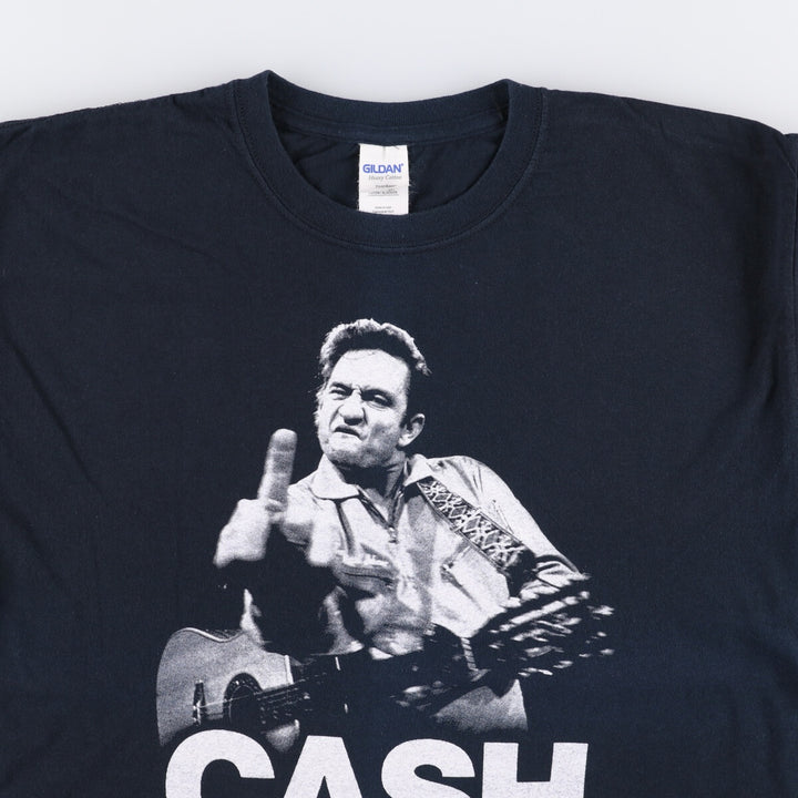 Gildan Johnny Cash Band T-shirt, Men's L size cotton black type Vintage Second Hand