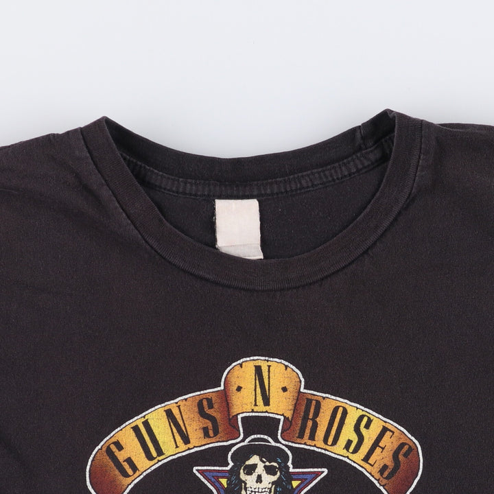 GUNS N' ROSES Skull Pattern Band T-shirt, Men's M size cotton black type Vintage Second Hand