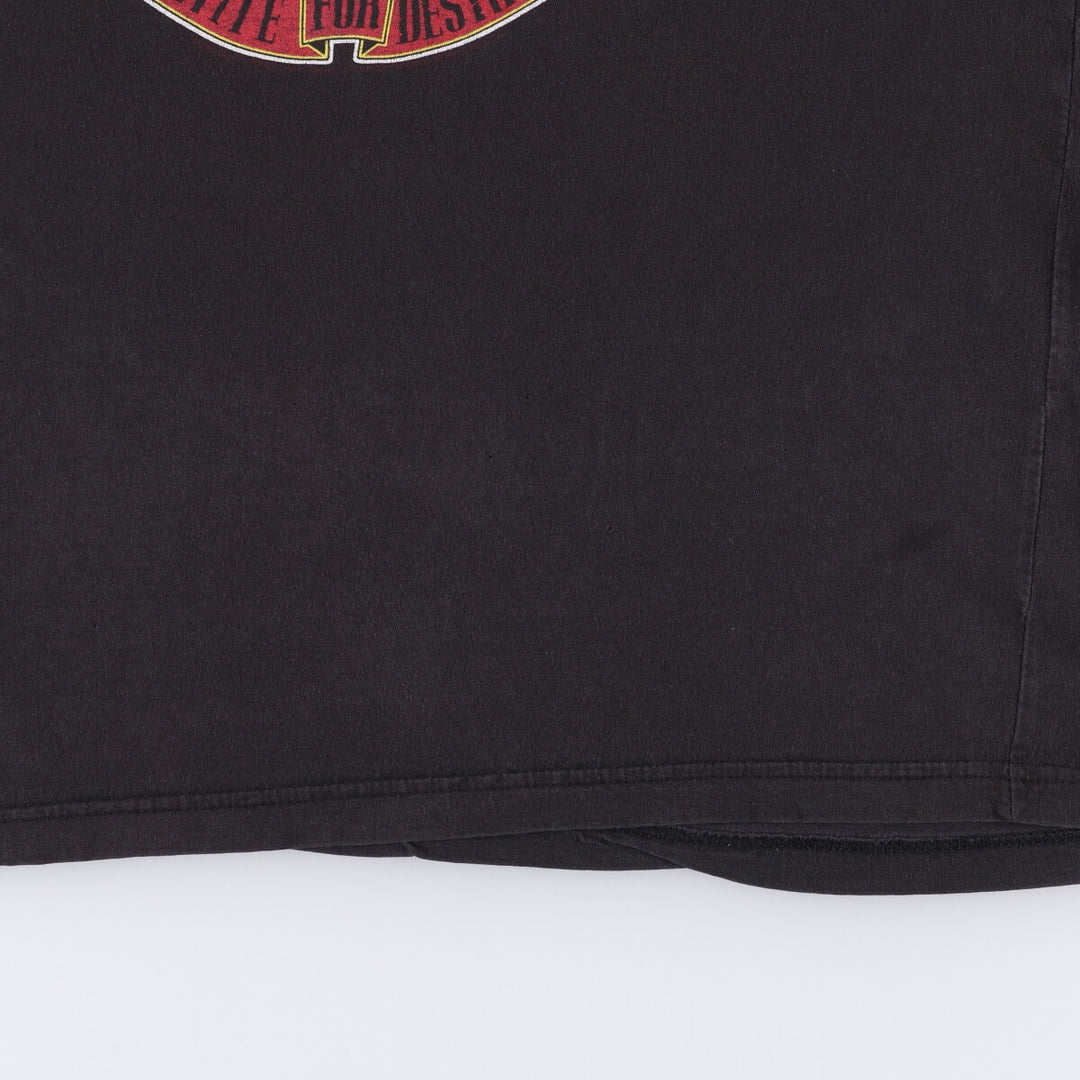 GUNS N' ROSES Skull Pattern Band T-shirt, Men's M size cotton black type Vintage Second Hand
