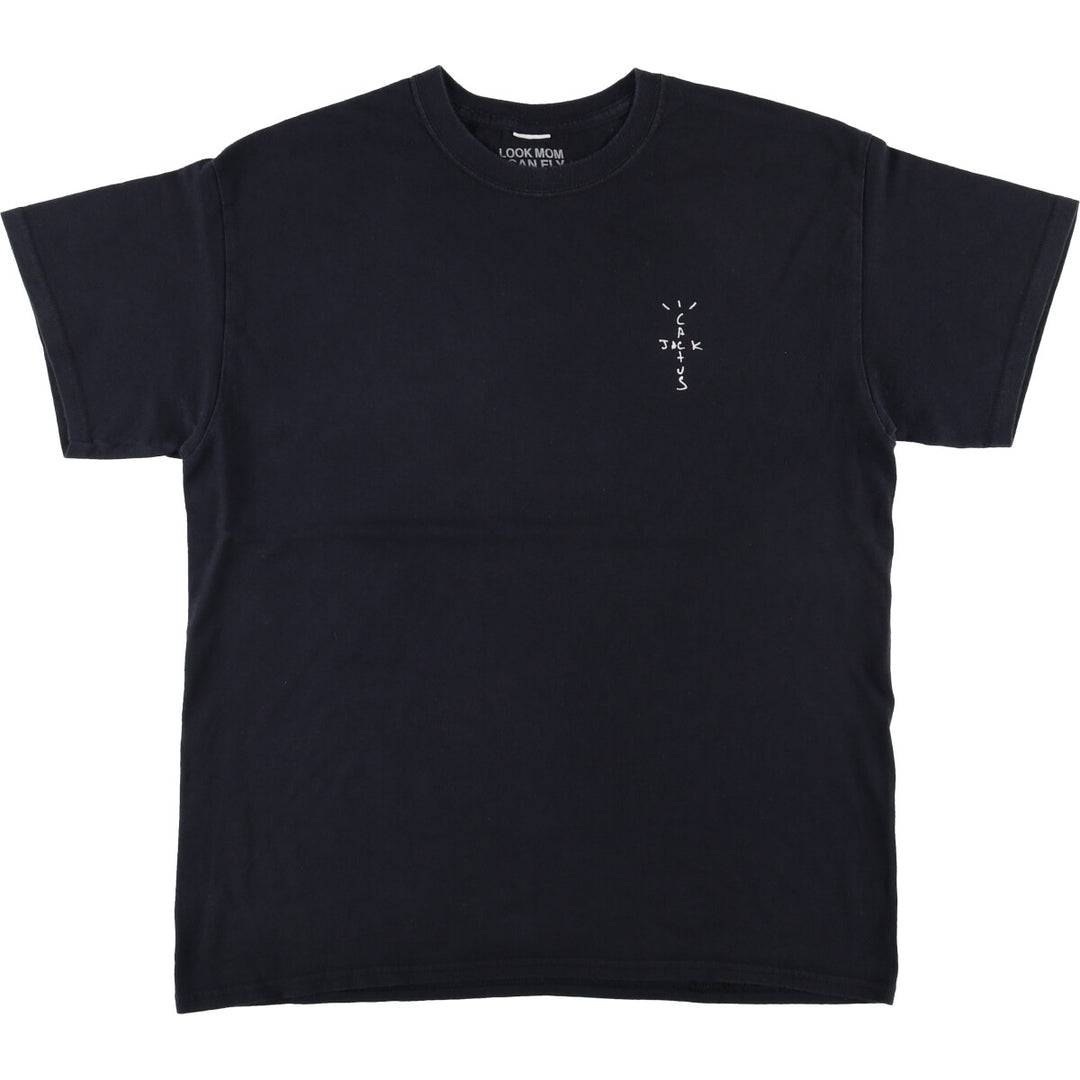 CACTUS JACK Rap T-shirt, Men's L size cotton black type Vintage Second Hand