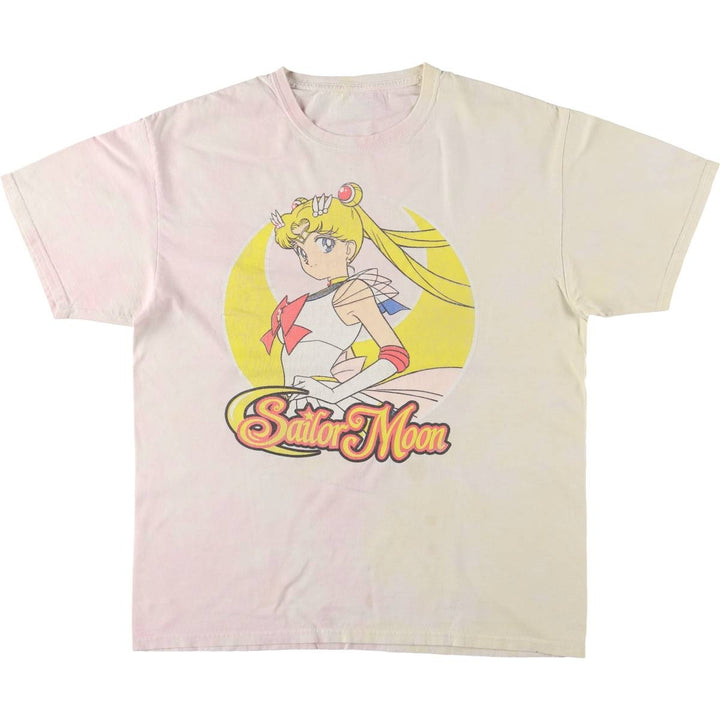 SAILOR MOON Pretty Guardian Sailor Moon Tsukino Usagi Anime Character Print T-Shirt Men's L size cotton purple type Vintage Second Hand