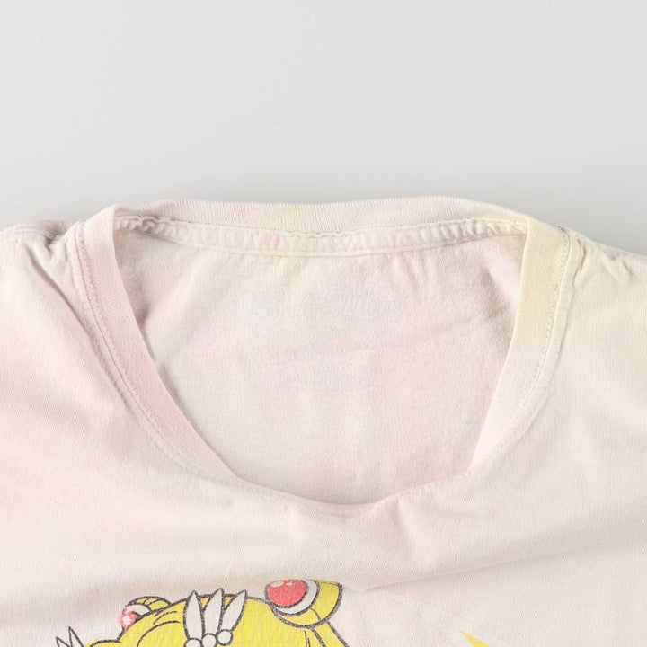 SAILOR MOON Pretty Guardian Sailor Moon Tsukino Usagi Anime Character Print T-Shirt Men's L size cotton purple type Vintage Second Hand