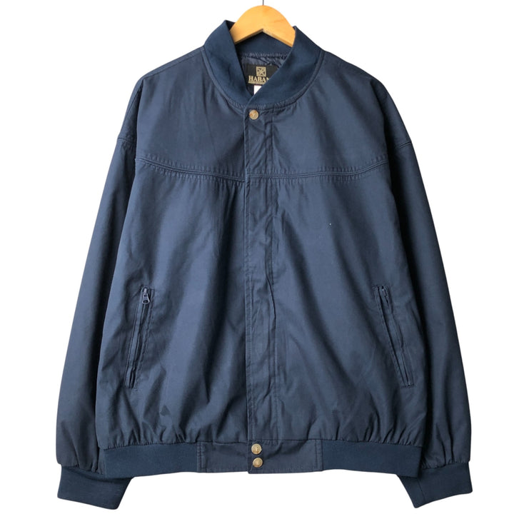 90s~00'S HABAND Derby Jacket Cup Shoulder Jacket Men's XL polyester navy blue type Vintage Second Hand