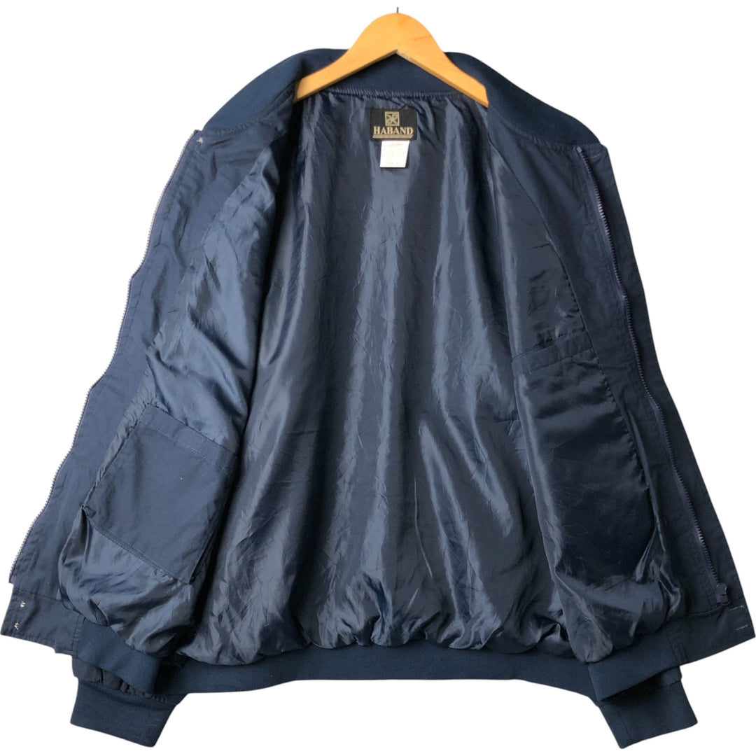 90s~00'S HABAND Derby Jacket Cup Shoulder Jacket Men's XL polyester navy blue type Vintage Second Hand