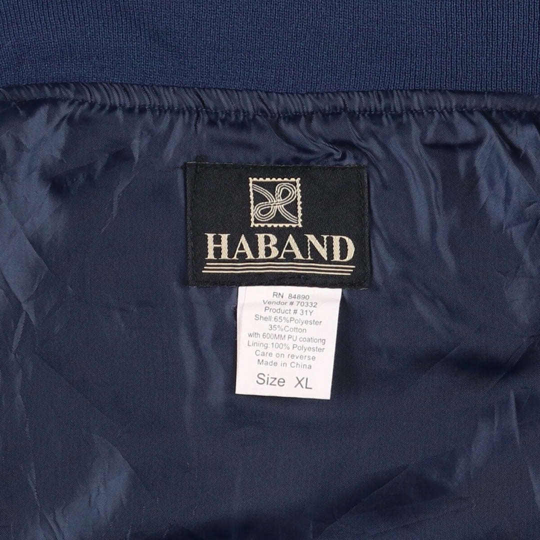 90s~00'S HABAND Derby Jacket Cup Shoulder Jacket Men's XL polyester navy blue type Vintage Second Hand