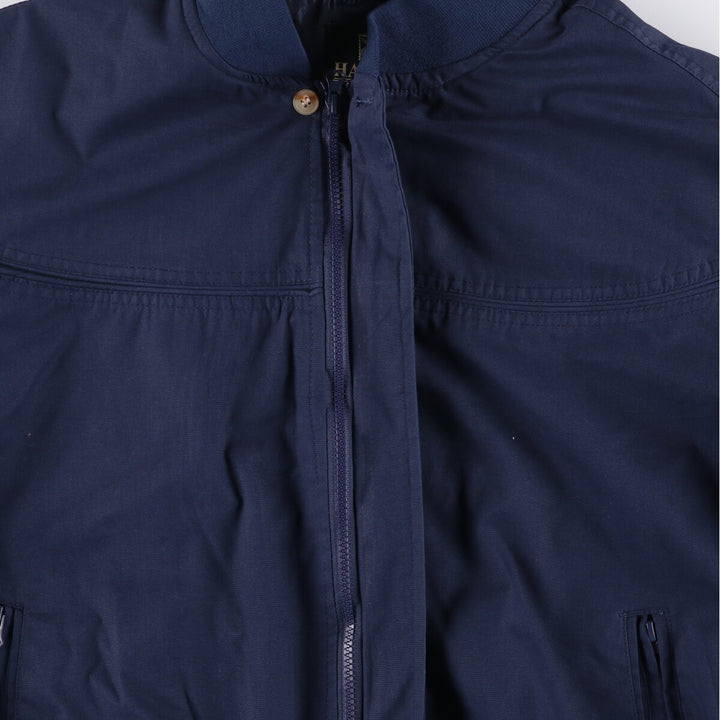 90s~00'S HABAND Derby Jacket Cup Shoulder Jacket Men's XL polyester navy blue type Vintage Second Hand
