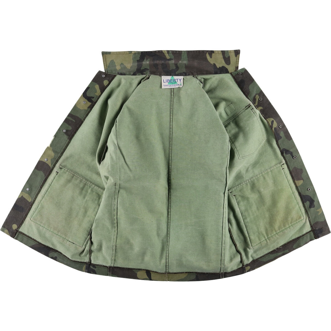 80s-90'S Liberty Camouflage Pattern Woodland Camo Hunting Jacket Made in USA Men's Size L Vintage unclear Khaki type Vintage Second Hand