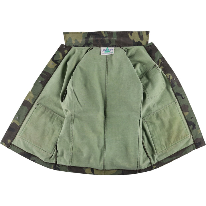 80s-90'S Liberty Camouflage Pattern Woodland Camo Hunting Jacket Made in USA Men's Size L Vintage unclear Khaki type Vintage Second Hand