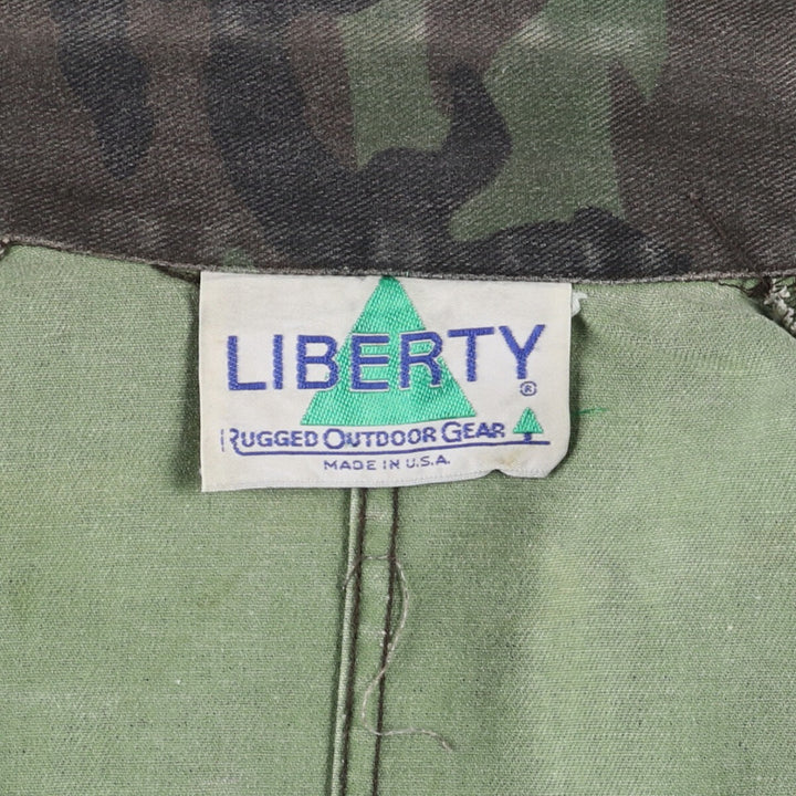 80s-90'S Liberty Camouflage Pattern Woodland Camo Hunting Jacket Made in USA Men's Size L Vintage unclear Khaki type Vintage Second Hand