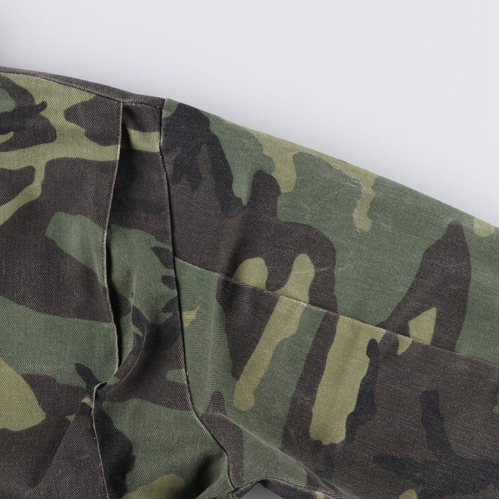 80s-90'S Liberty Camouflage Pattern Woodland Camo Hunting Jacket Made in USA Men's Size L Vintage unclear Khaki type Vintage Second Hand