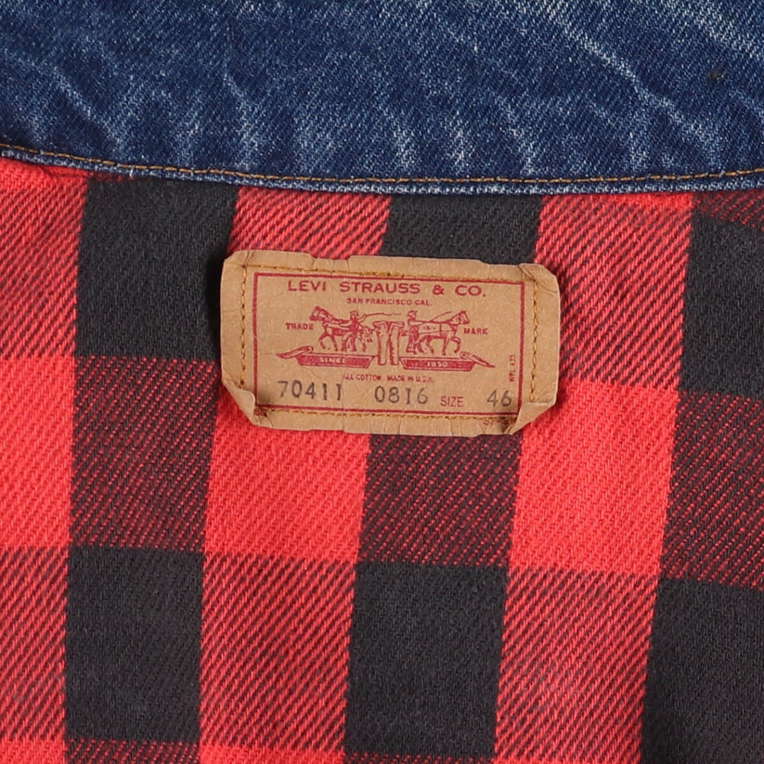 Levi's 70411-0816 denim jacket, denim jacket, made in the USA, men's size L, vintage cotton blue type Vintage Second Hand