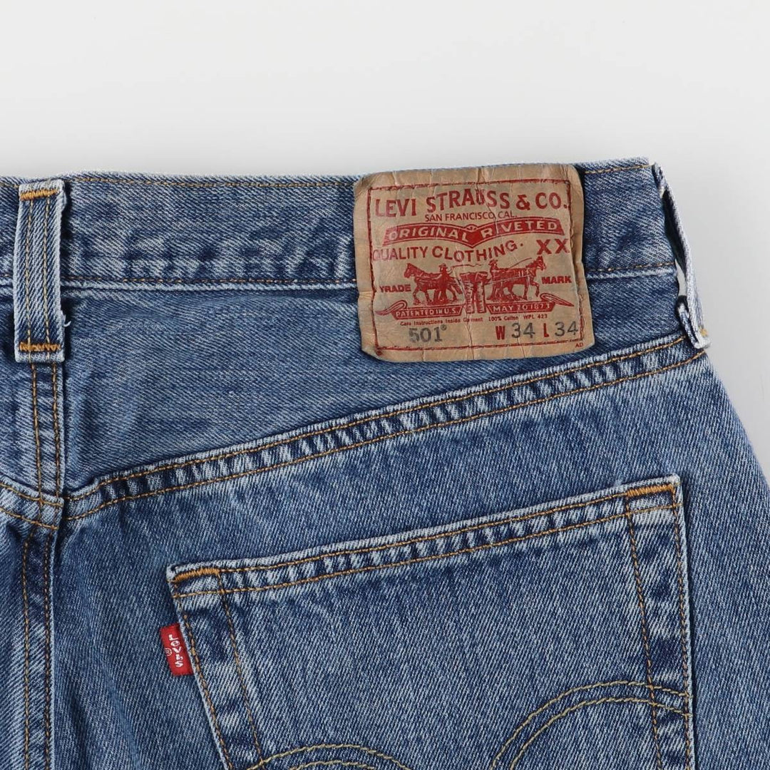 Levi's 501 straight denim pants for men, size W34 cotton blue type Vintage Second Hand