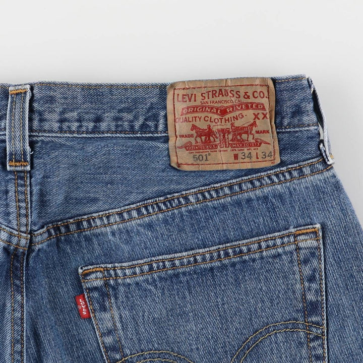 Levi's 501 straight denim pants for men, size W34 cotton blue type Vintage Second Hand