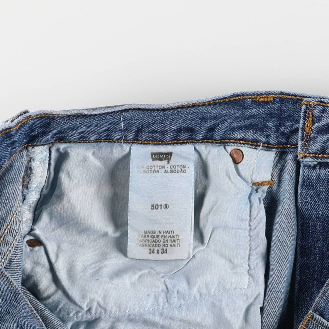 Levi's 501 straight denim pants for men, size W34 cotton blue type Vintage Second Hand