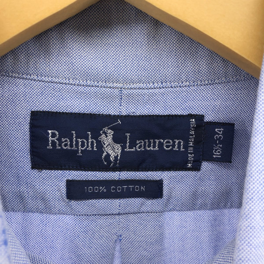 Ralph Lauren long sleeve button down shirt, men's size L cotton blue type Vintage Second Hand
