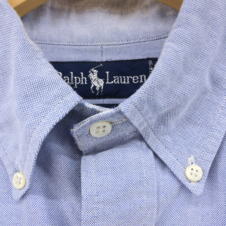 Ralph Lauren long sleeve button down shirt, men's size L cotton blue type Vintage Second Hand