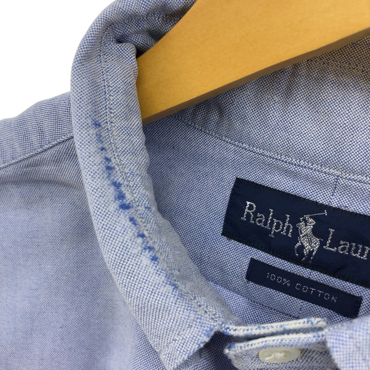 Ralph Lauren long sleeve button down shirt, men's size L cotton blue type Vintage Second Hand