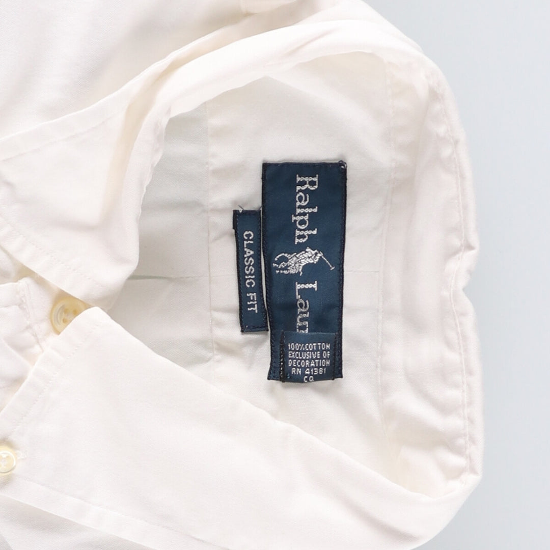 Ralph Lauren Classic Fit Long Sleeve Button Down Shirt, Men's Size L cotton white type Vintage Second Hand