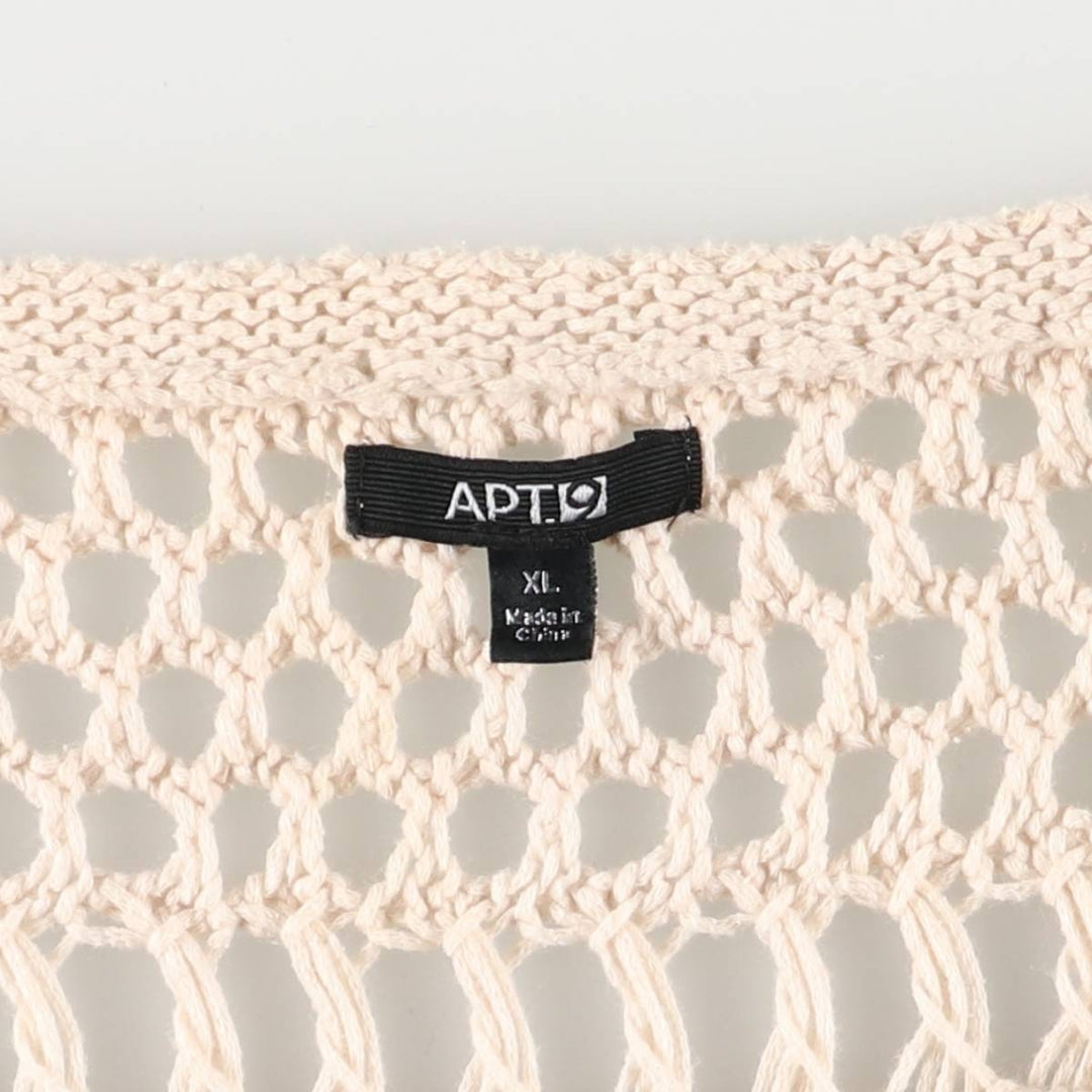 APT.9 Dolman Sleeve Short Sleeve Crochet Knit Sweater, Women's Size XL linen pale white type Vintage Second Hand