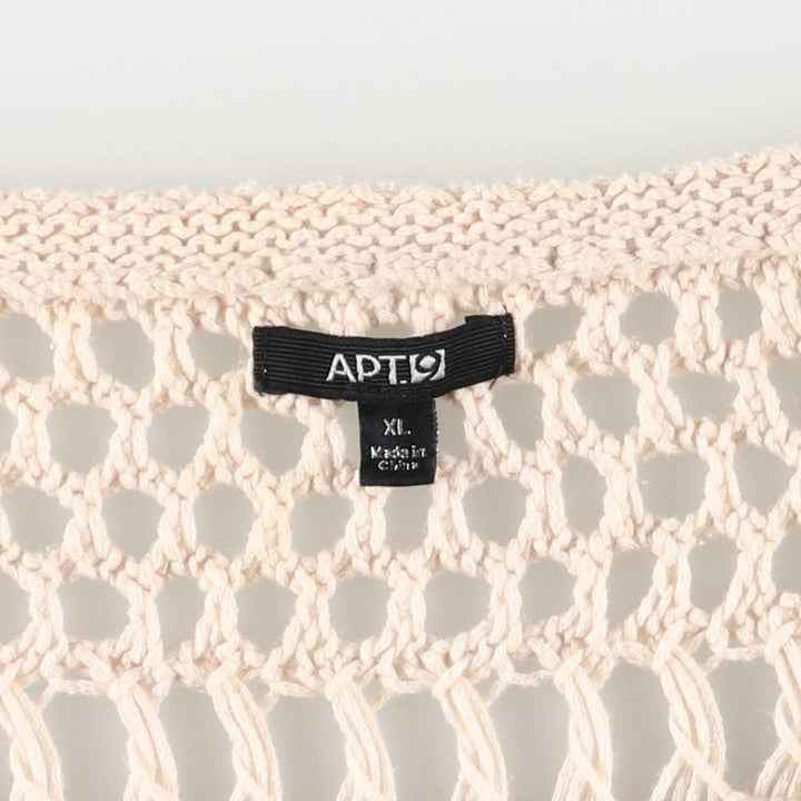 APT.9 Dolman Sleeve Short Sleeve Crochet Knit Sweater, Women's Size XL linen pale white type Vintage Second Hand