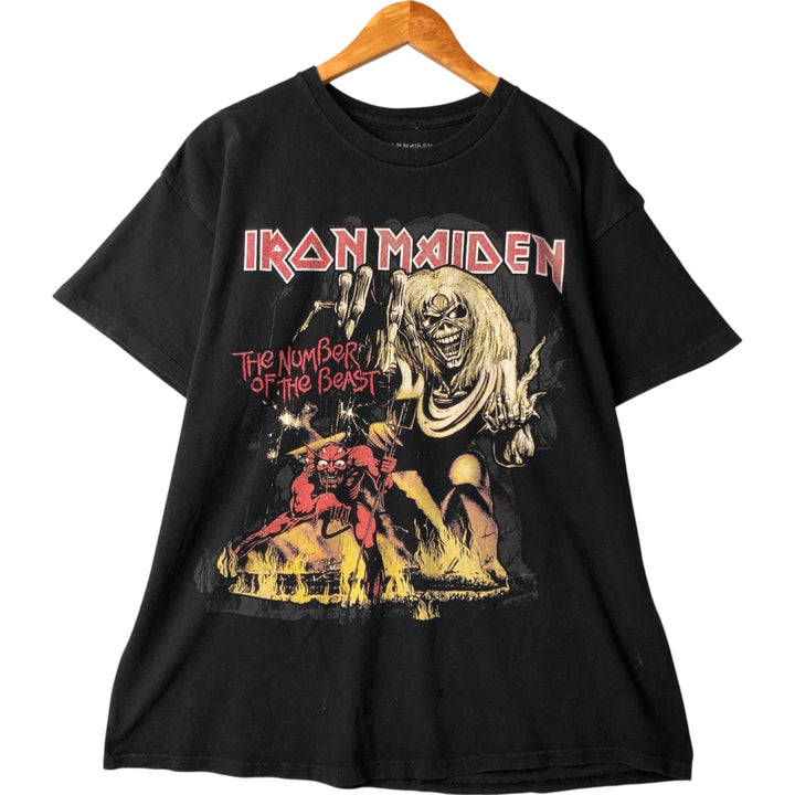 IRON MAIDEN Iron Maiden Band T-shirt Band T Men's XL size cotton black type Vintage Second Hand